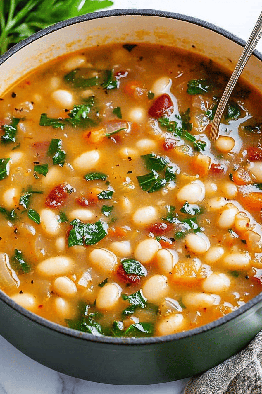 White Bean Soup slice on plate showing perfect texture and swirl pattern