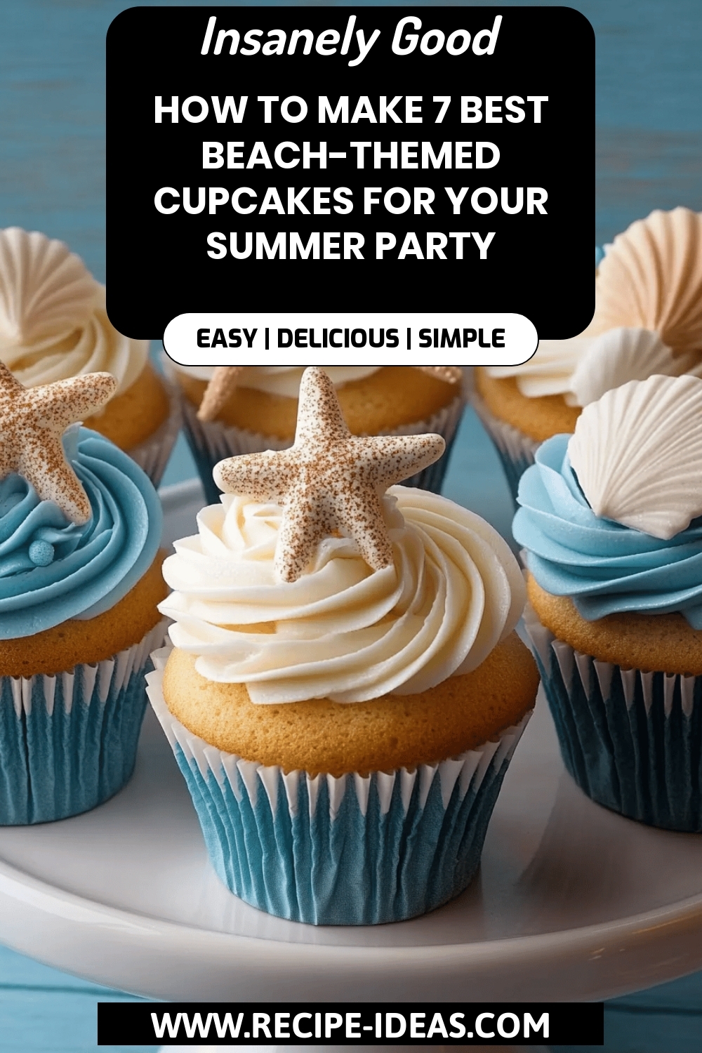 beach-themed cupcakes final dish beautifully presented and ready to serve