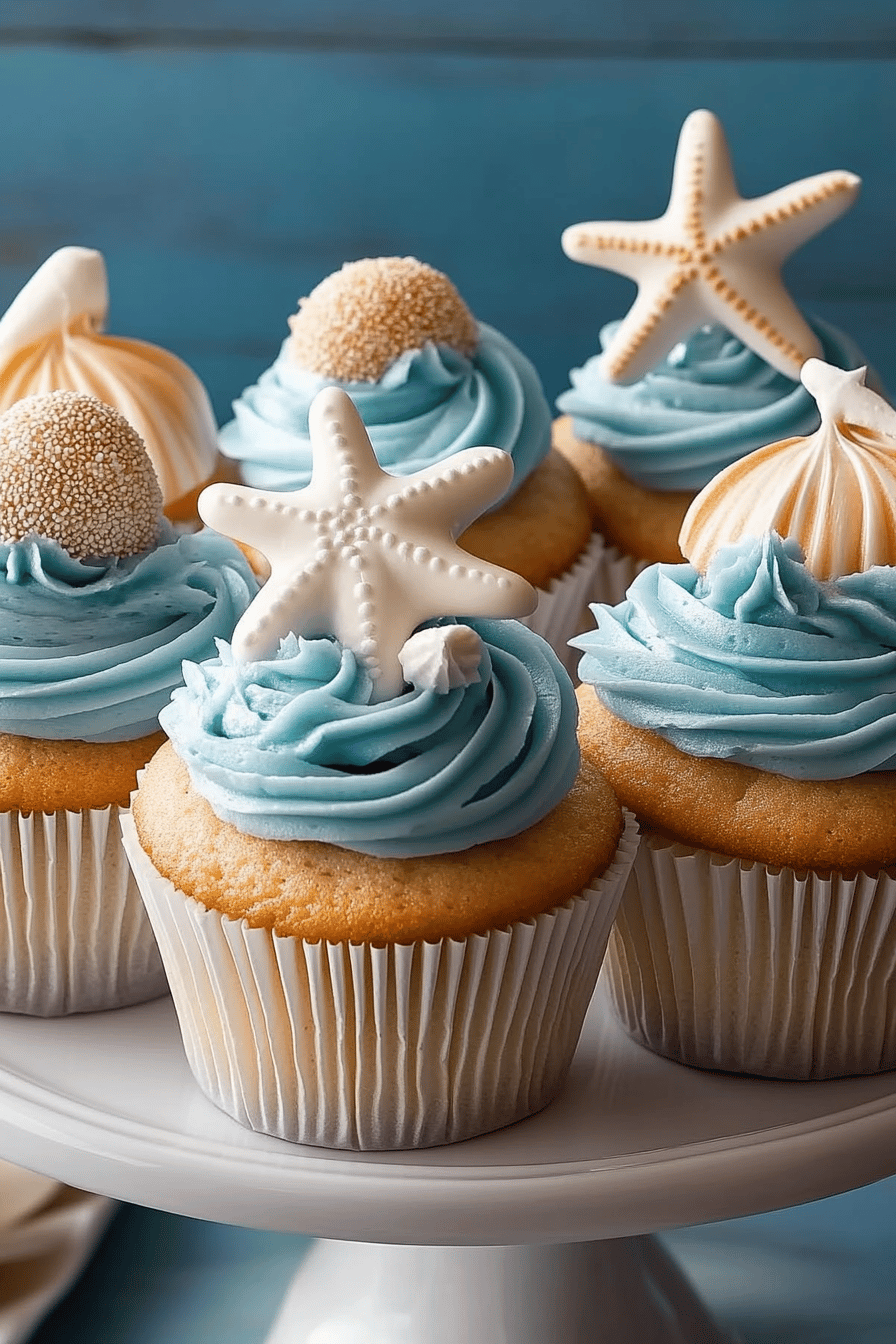 beach-themed cupcakes ingredients organized and measured on kitchen counter