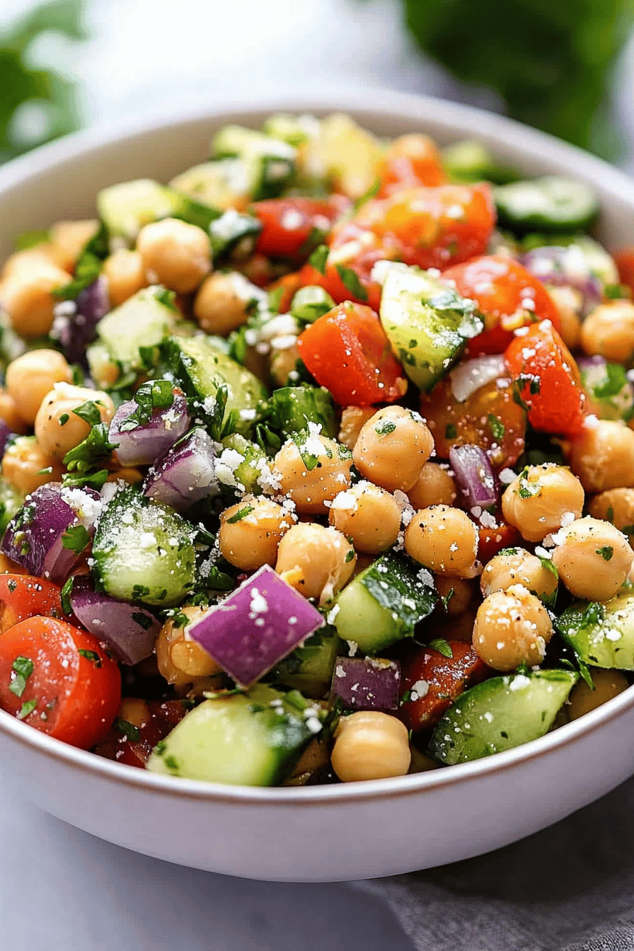 chickpea salad recipe slice on plate showing perfect texture and swirl pattern