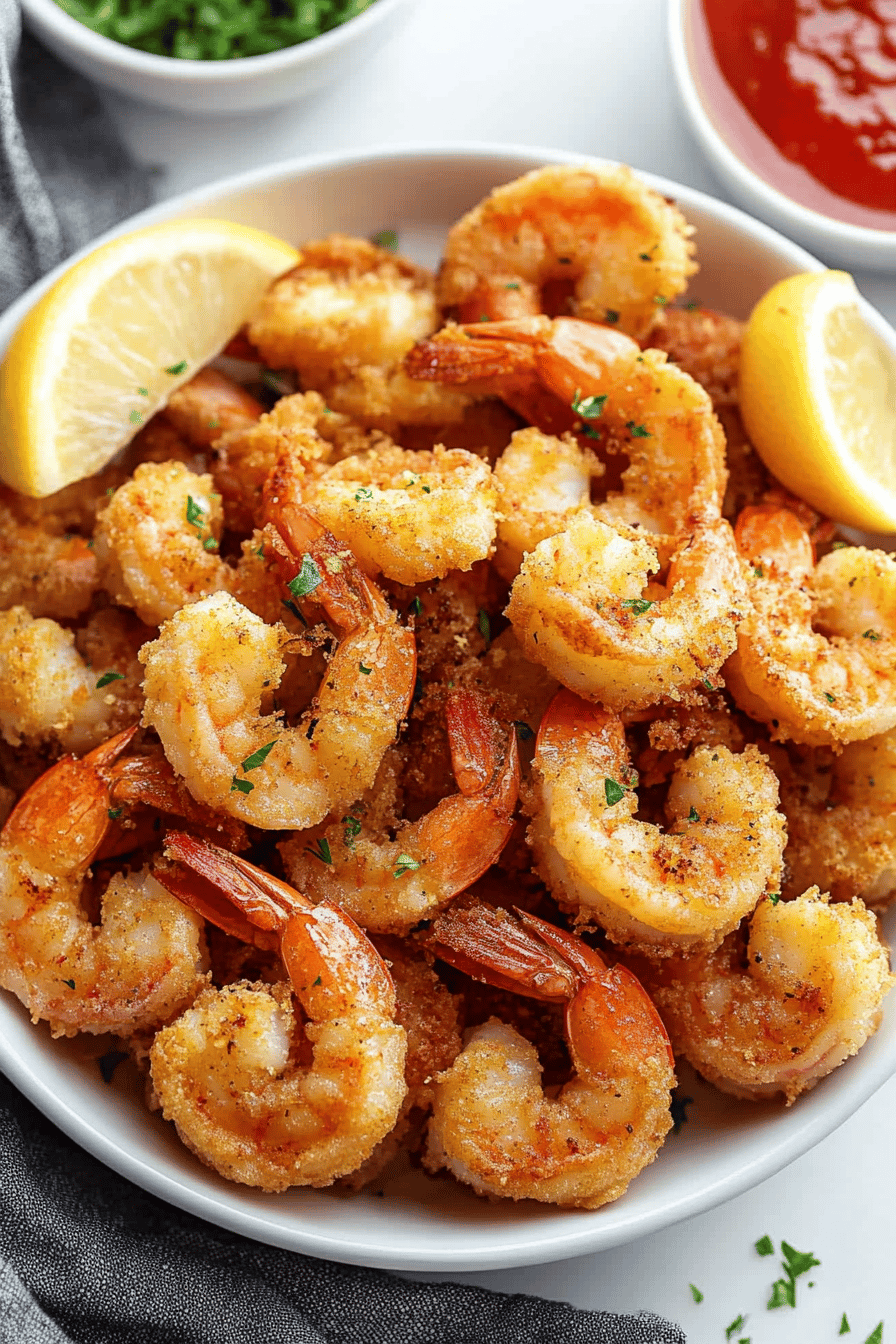 fried shrimp recipe slice on plate showing perfect texture and swirl pattern