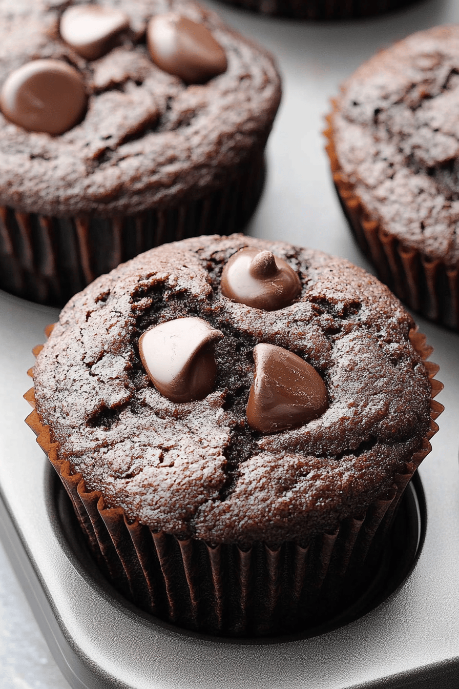 gluten-free chocolate muffins slice on plate showing perfect texture and swirl pattern
