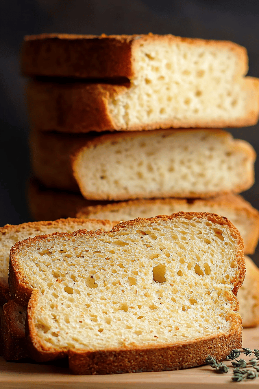 gluten-free potato bread slice on plate showing perfect texture and swirl pattern