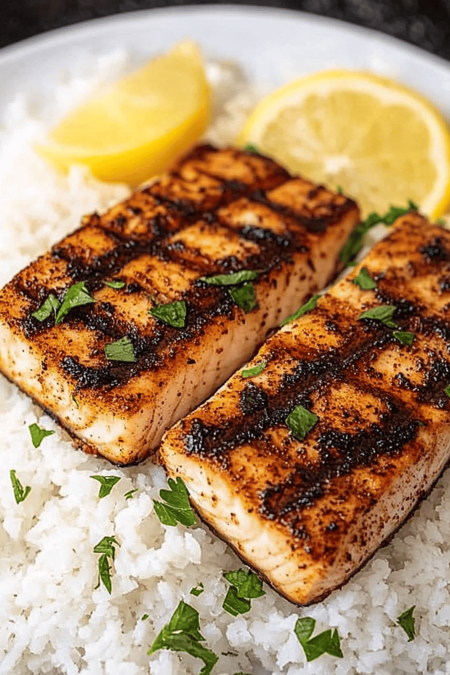 grilling Mahi Mahi slice on plate showing perfect texture and swirl pattern