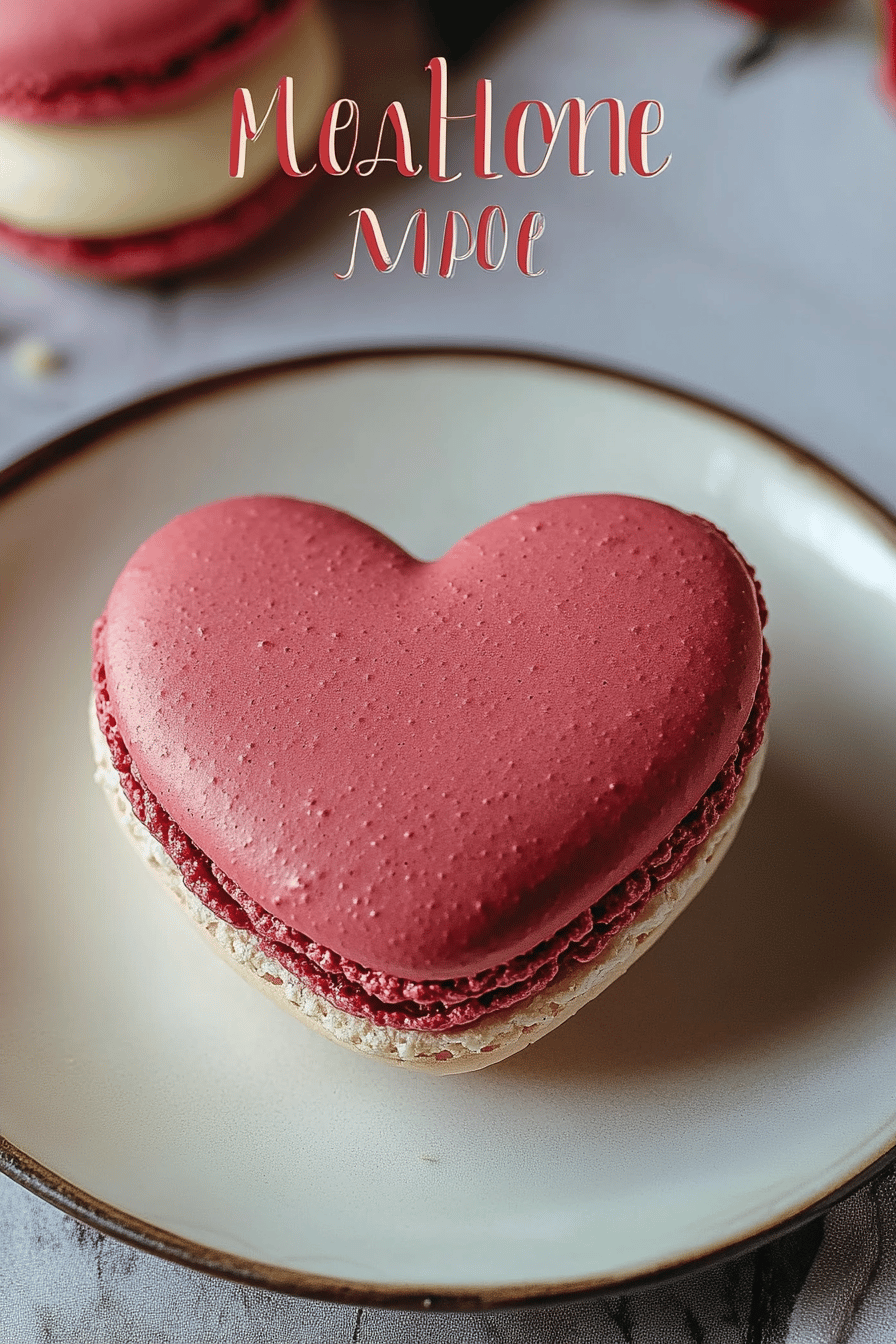 heart-shaped macarons ingredients organized and measured on kitchen counter