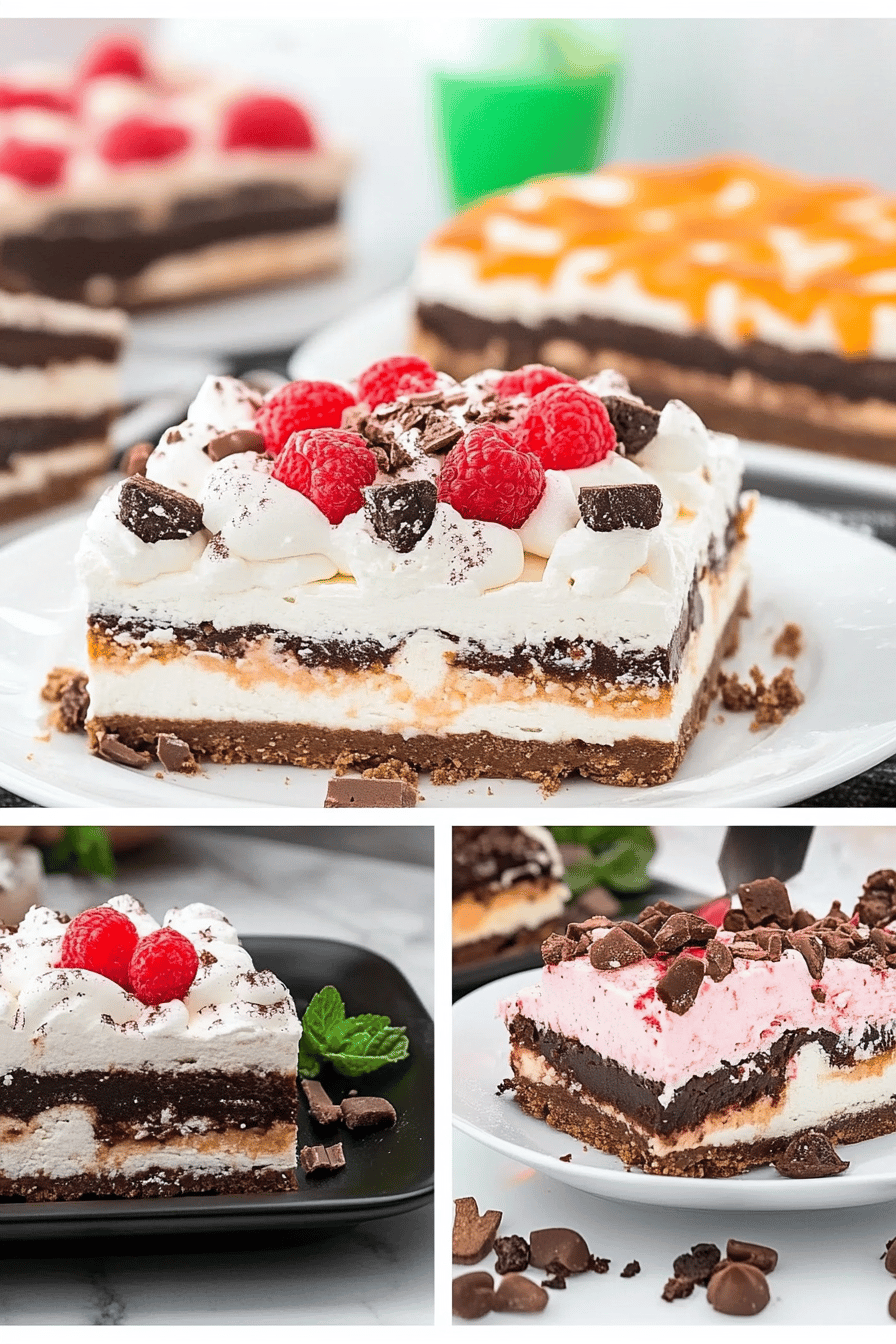 no-bake dessert lasagna ingredients organized and measured on kitchen counter