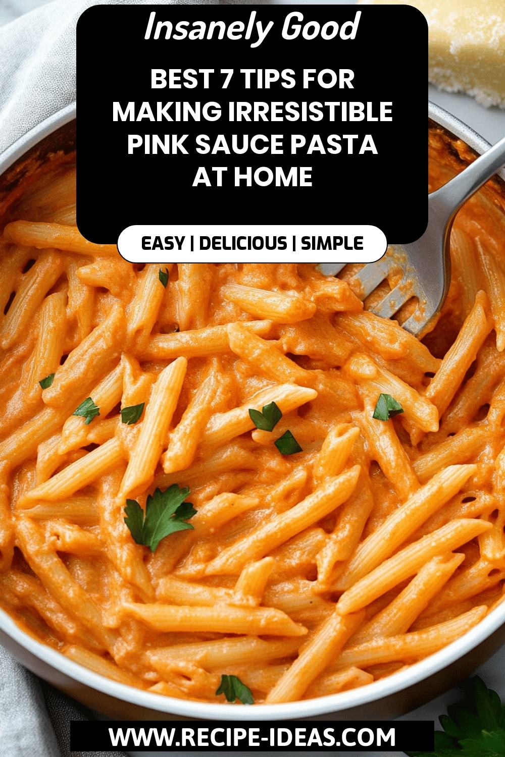 pink sauce pasta final dish beautifully presented and ready to serve