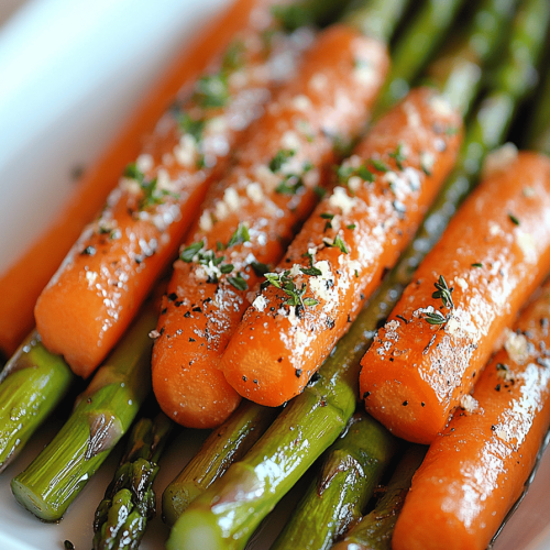 roasted asparagus and carrots