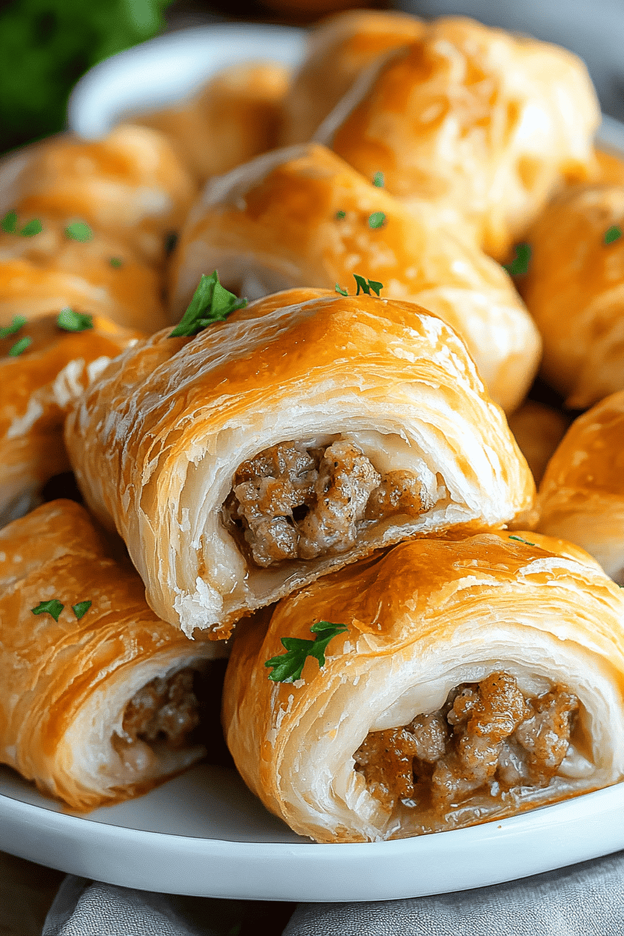 sausage cream cheese crescents ingredients organized and measured on kitchen counter
