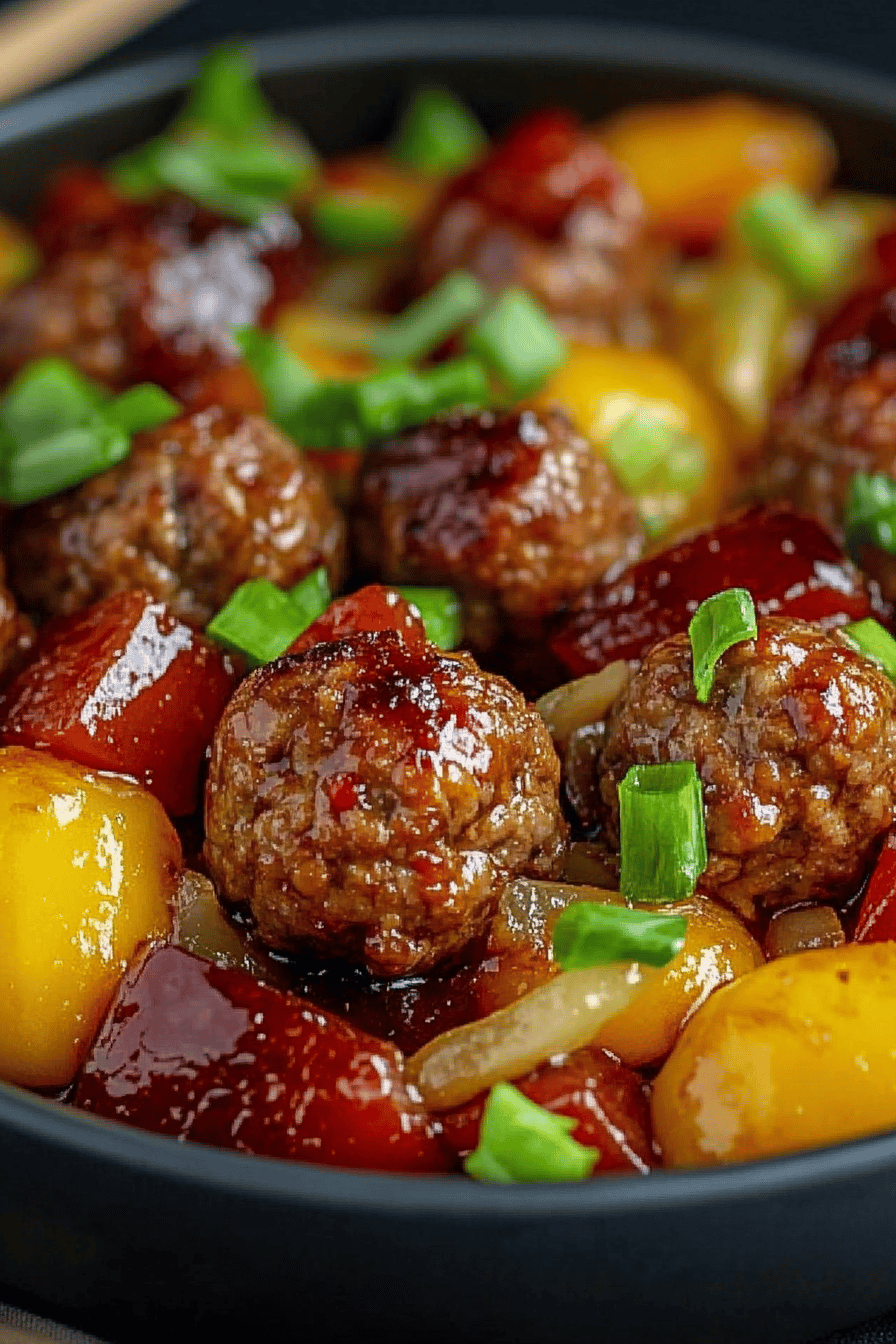 sweet and sour meatballs final dish beautifully presented and ready to serve
