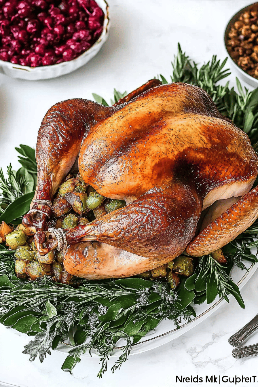 upside-down turkey slice on plate showing perfect texture and swirl pattern