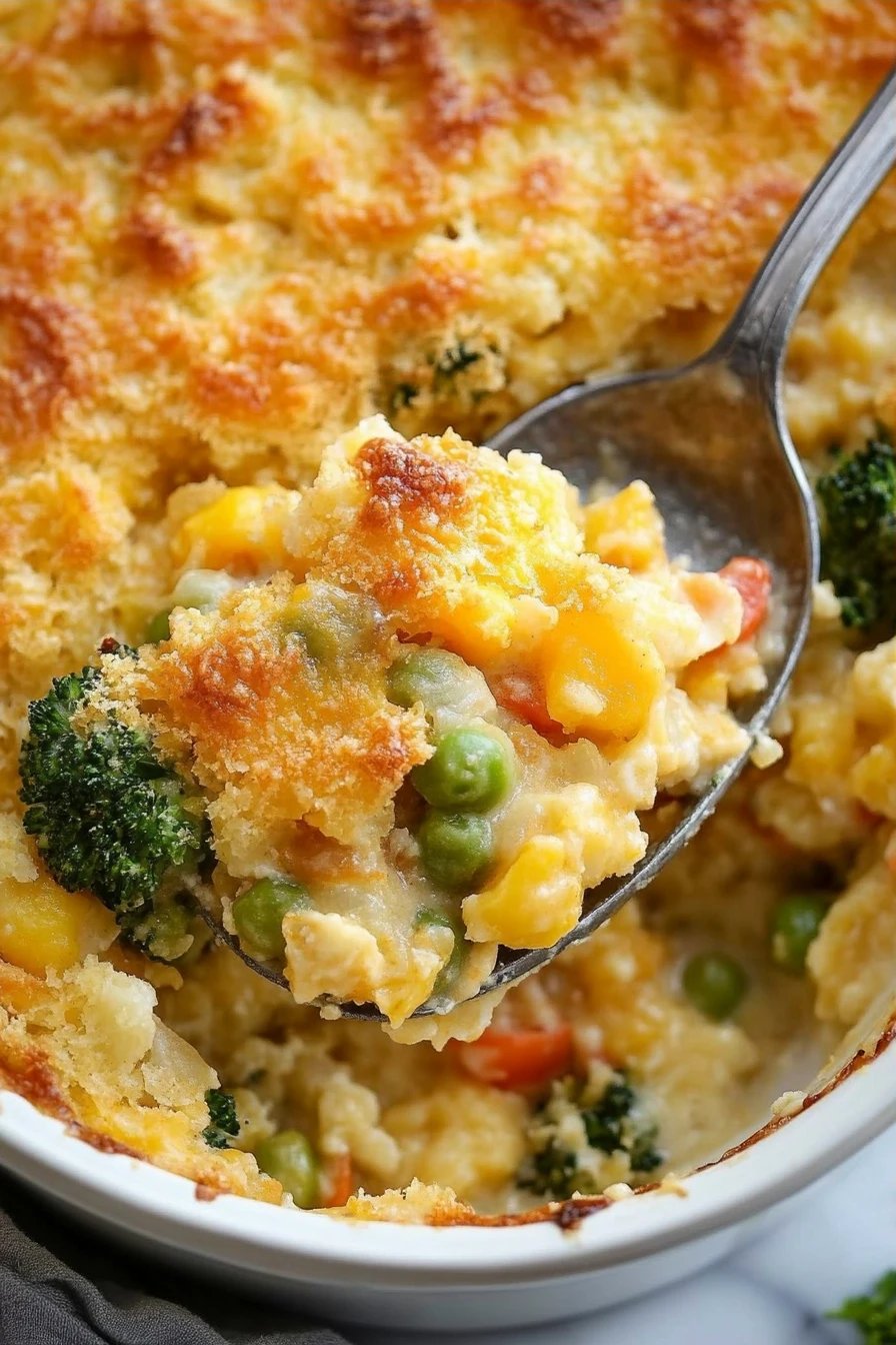 vegetable casserole recipe ingredients organized and measured on kitchen counter