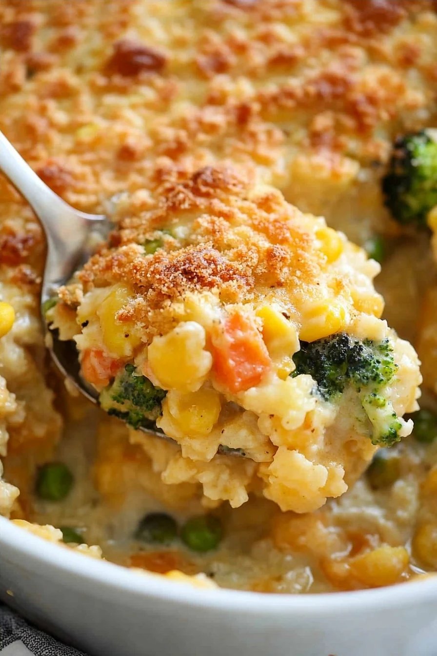 vegetable casserole recipe slice on plate showing perfect texture and swirl pattern