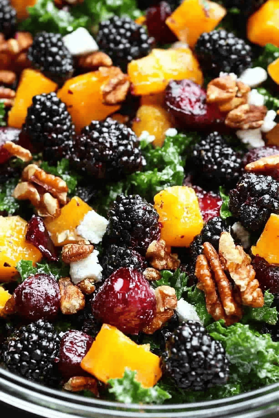 Blackberry salad slice on plate showing perfect texture and swirl pattern