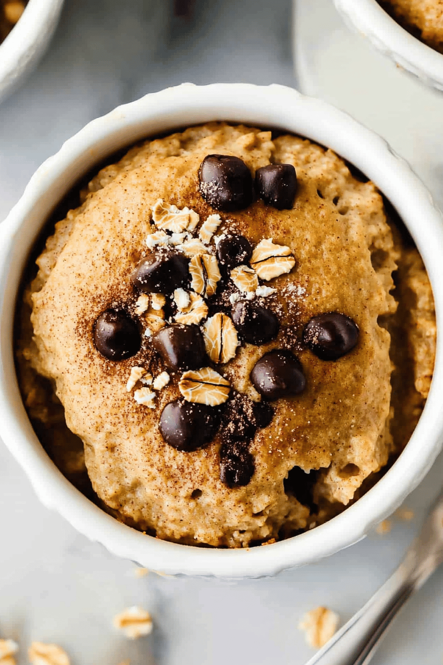 Blended baked oatmeal ingredients organized and measured on kitchen counter