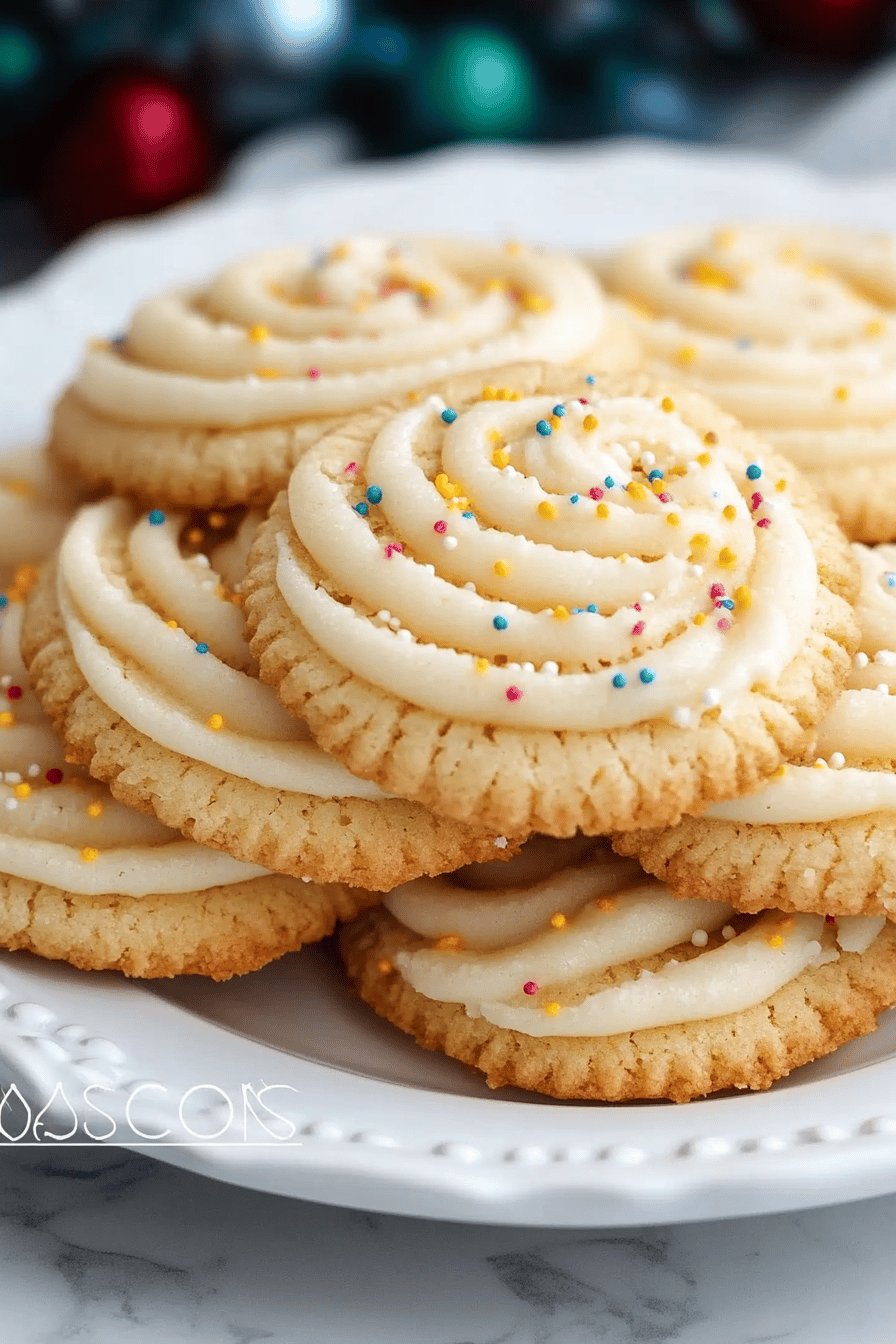Butter Cookies slice on plate showing perfect texture and swirl pattern