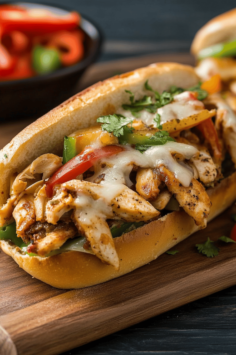 Chicken Philly Cheesesteak slice on plate showing perfect texture and swirl pattern