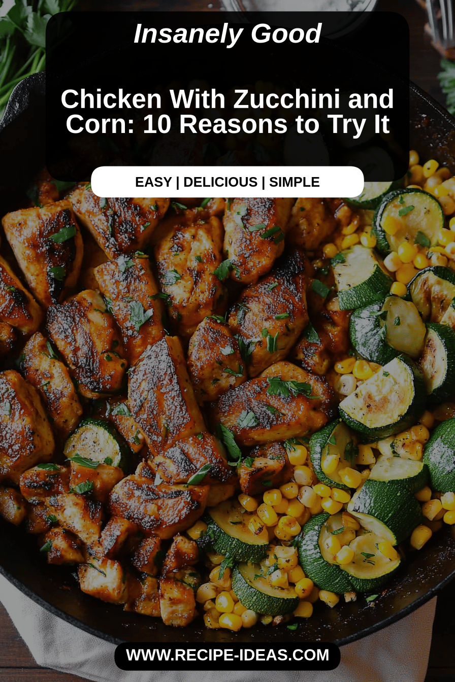 Chicken zucchini corn final dish beautifully presented and ready to serve