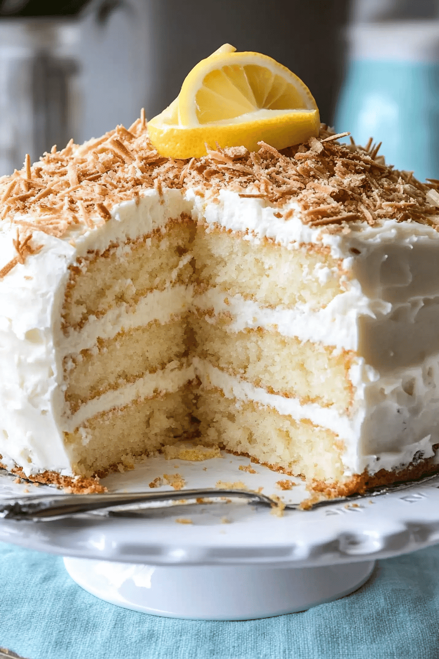 Coconut lemon cake ingredients organized and measured on kitchen counter