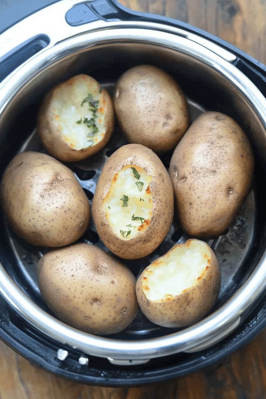 Instant Pot Baked Potatoes ingredients organized and measured on kitchen counter