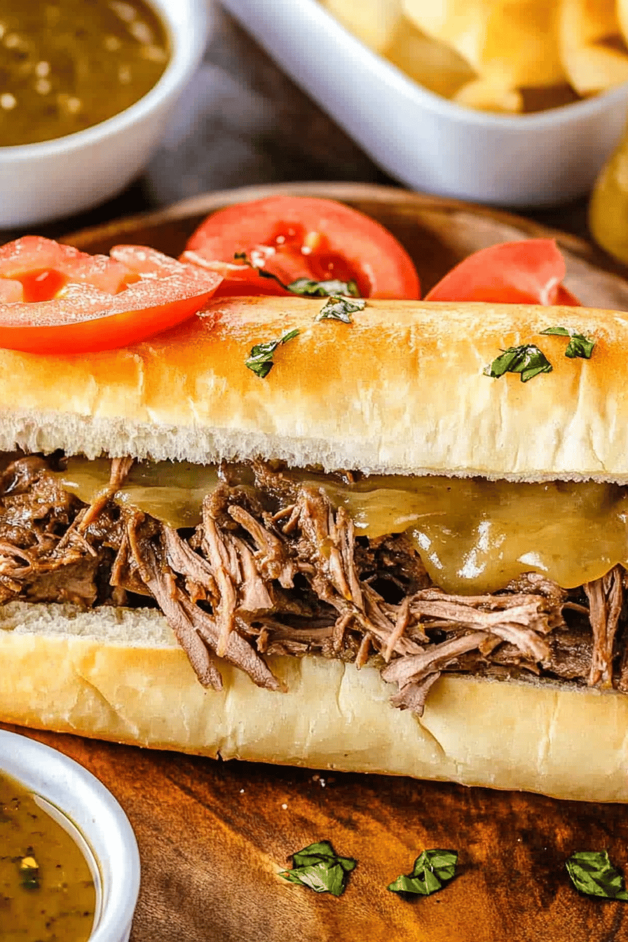 Italian beef sandwiches ingredients organized and measured on kitchen counter