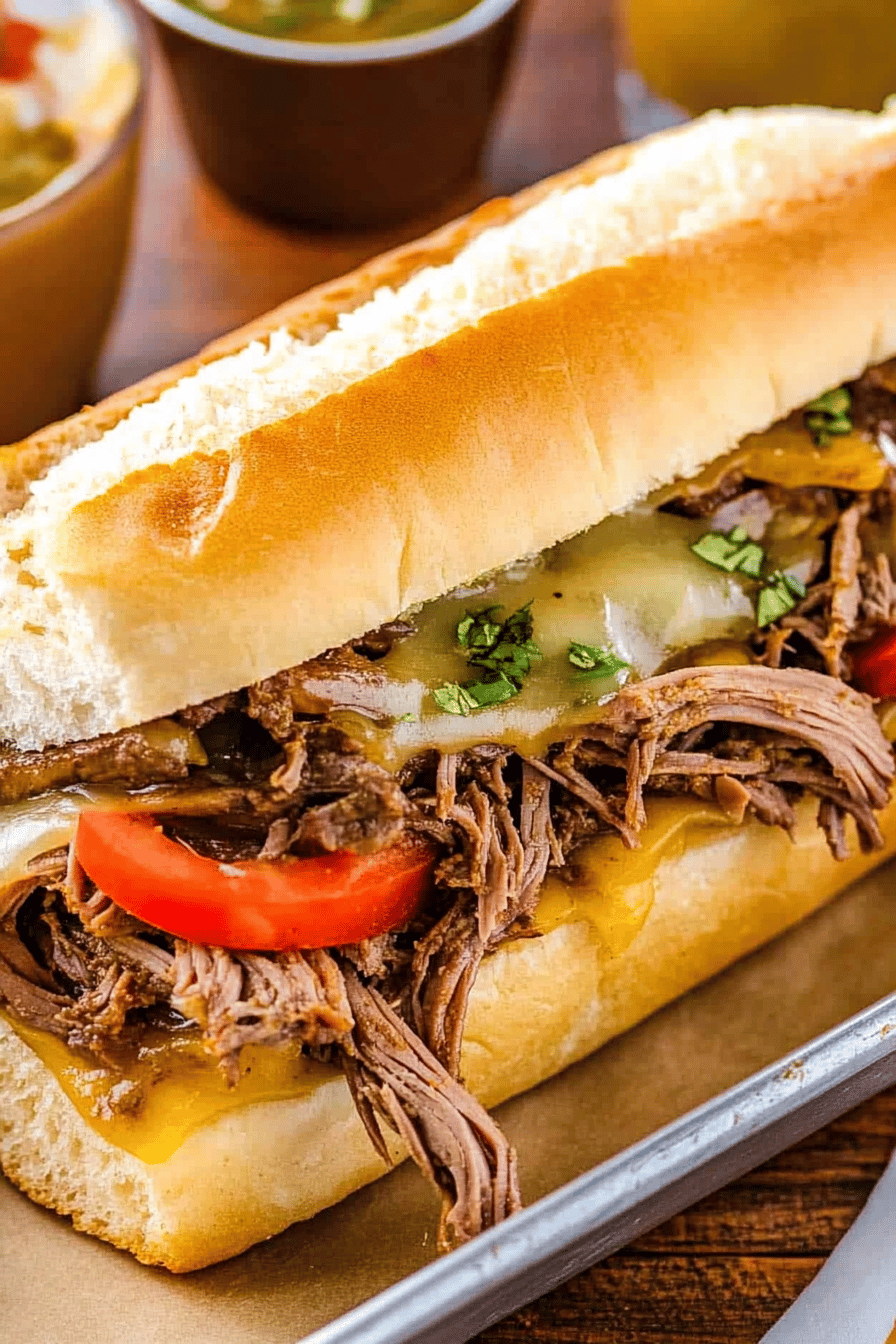 Italian beef sandwiches slice on plate showing perfect texture and swirl pattern