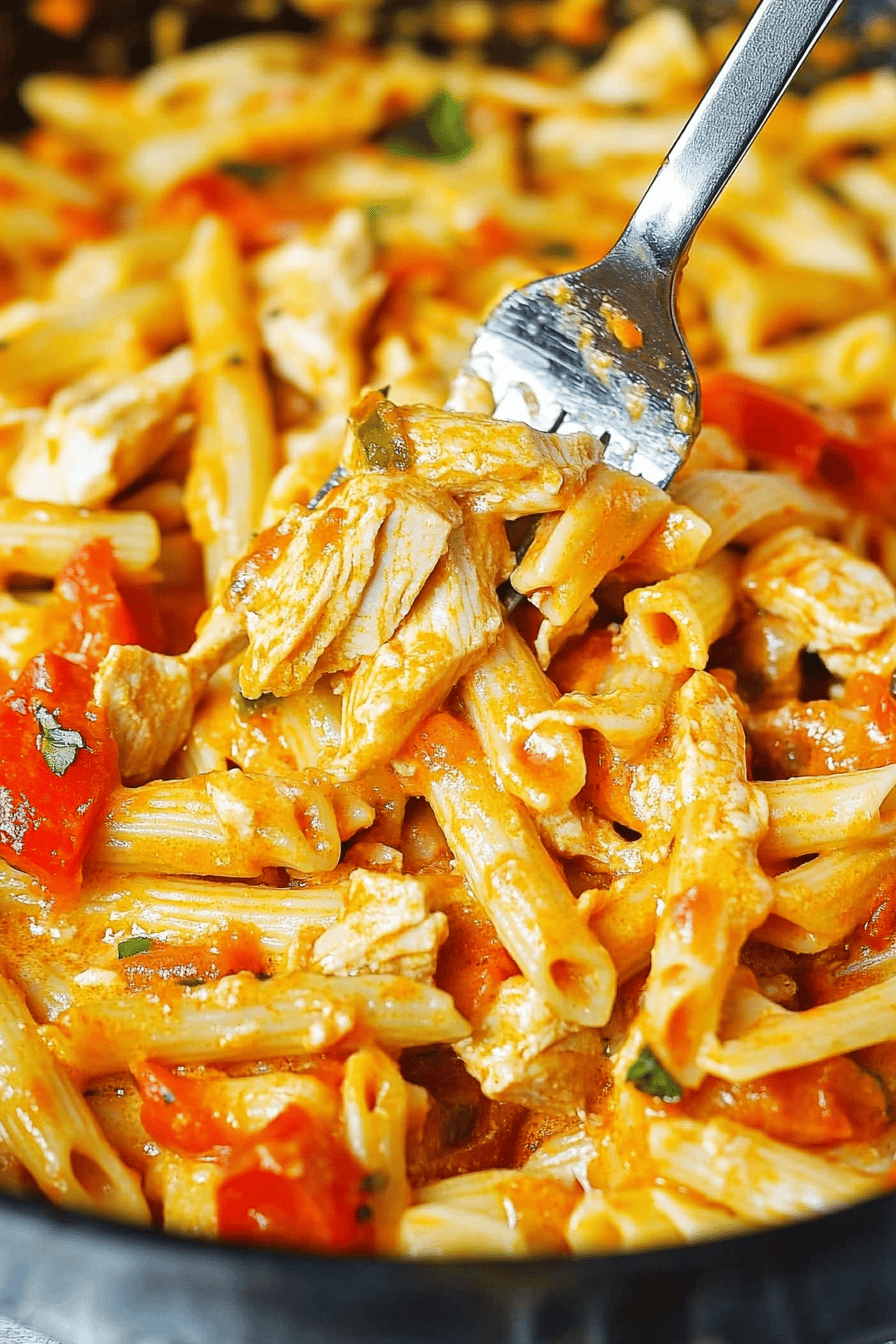 Mexican Chicken Pasta slice on plate showing perfect texture and swirl pattern