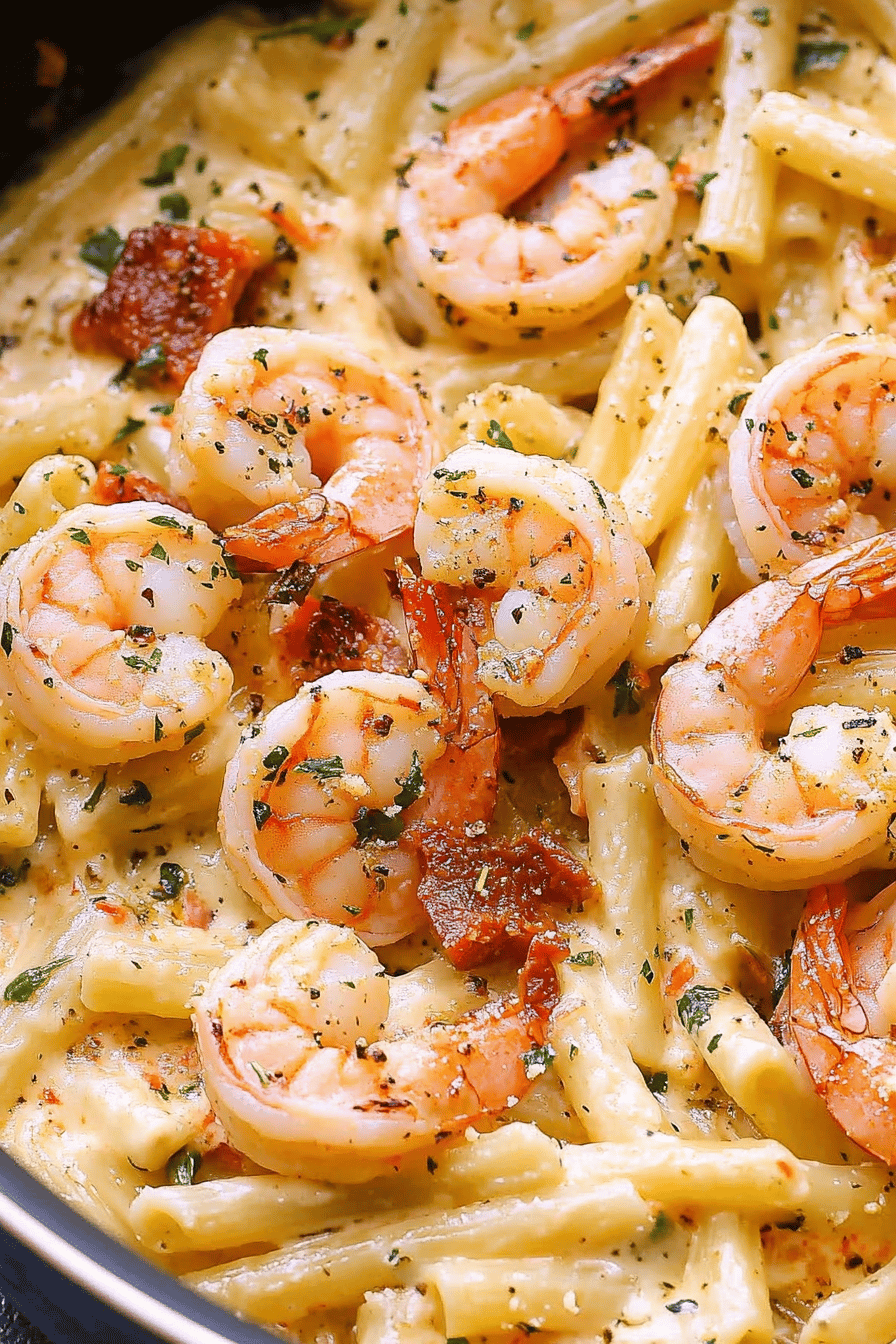 Mozzarella Shrimp Pasta slice on plate showing perfect texture and swirl pattern