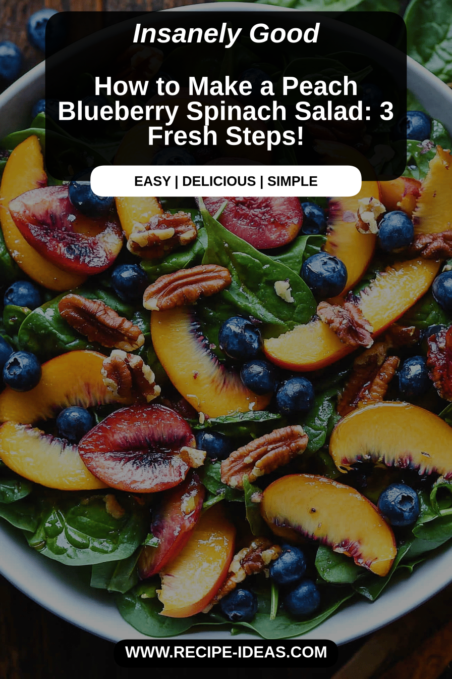 Peach Blueberry Spinach Salad final dish beautifully presented and ready to serve