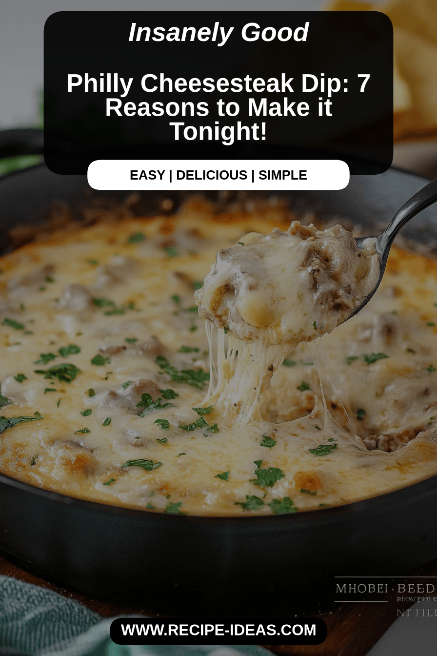 Philly cheesesteak dip final dish beautifully presented and ready to serve