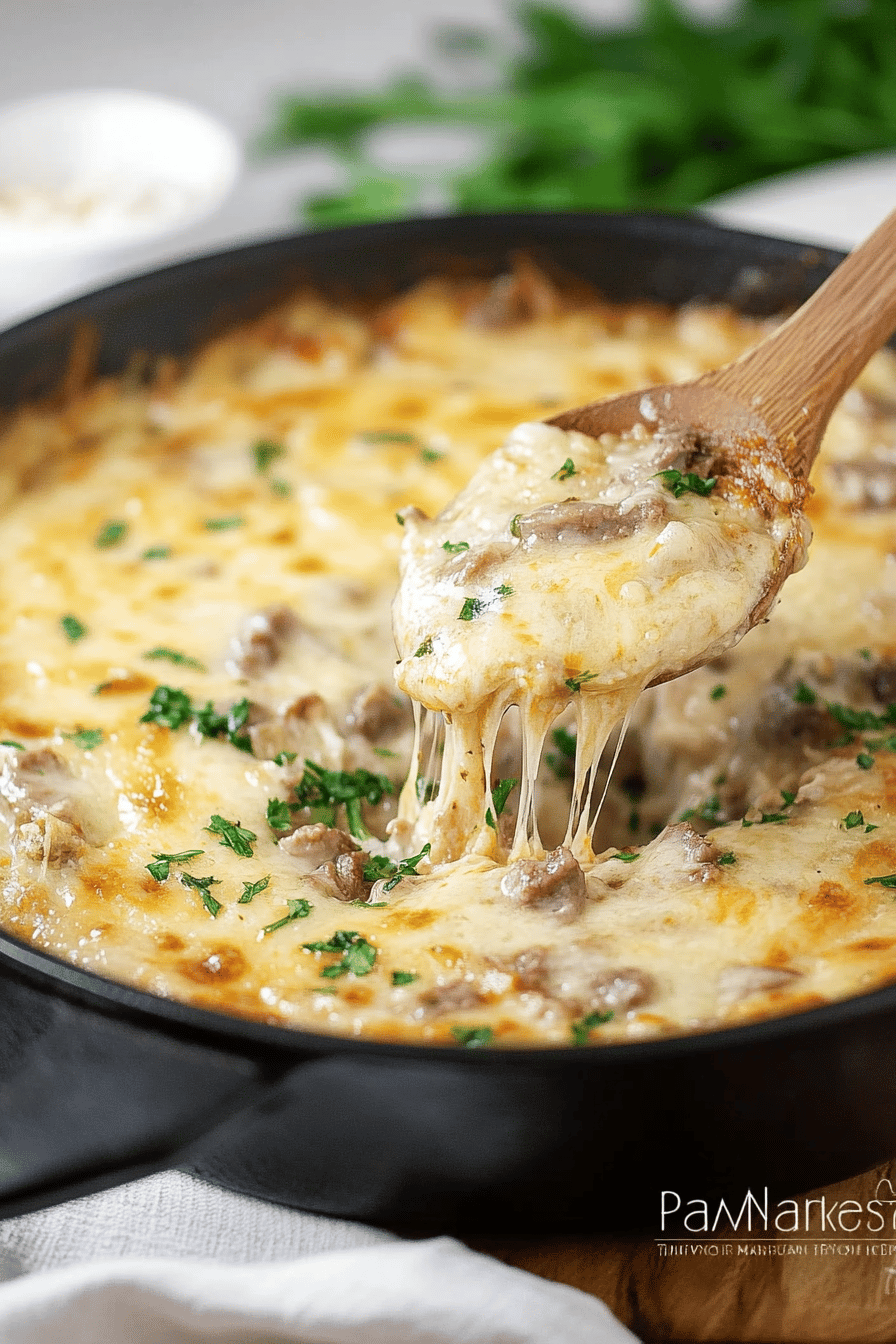 Philly cheesesteak dip slice on plate showing perfect texture and swirl pattern