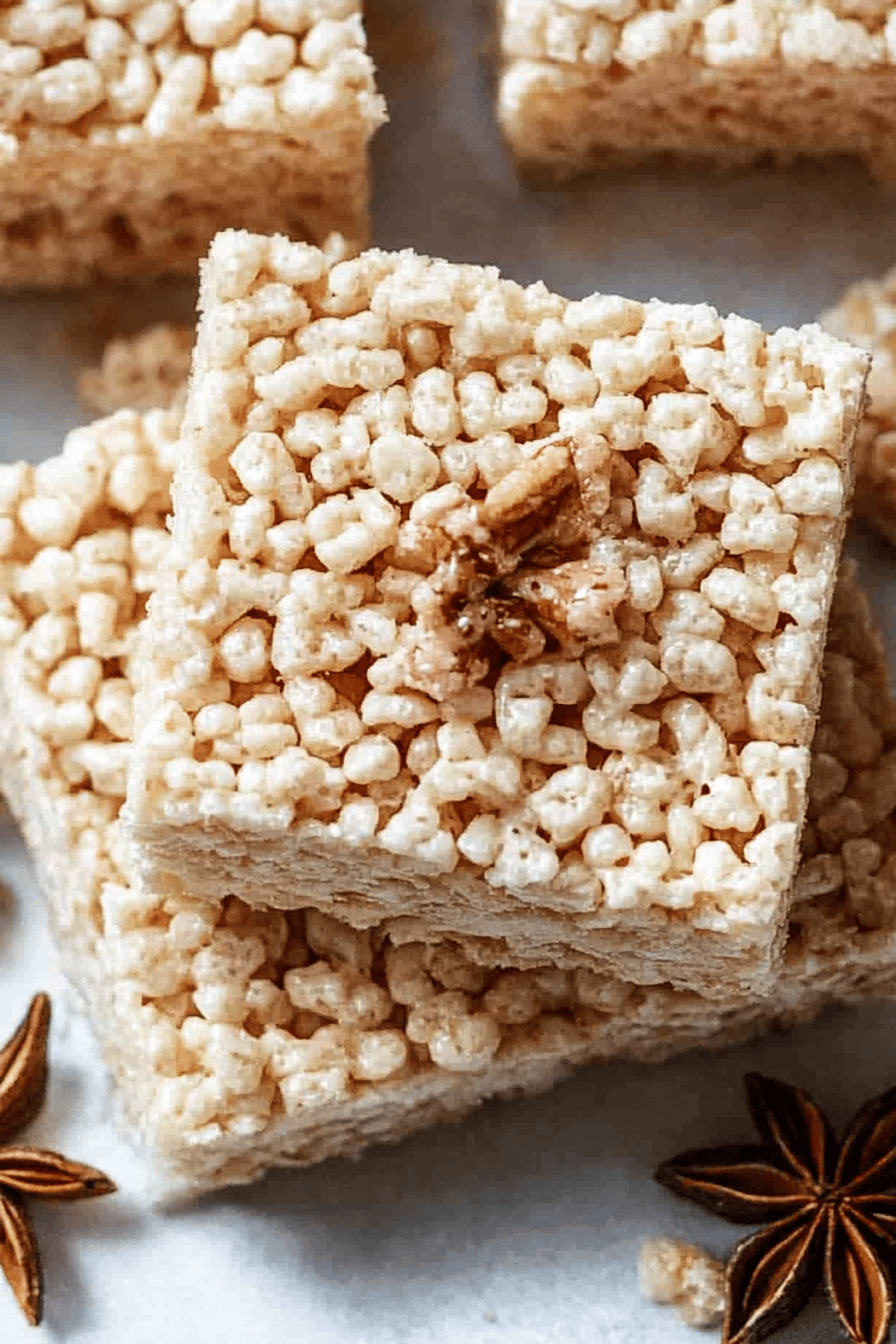 Rice Krispie Treats slice on plate showing perfect texture and swirl pattern