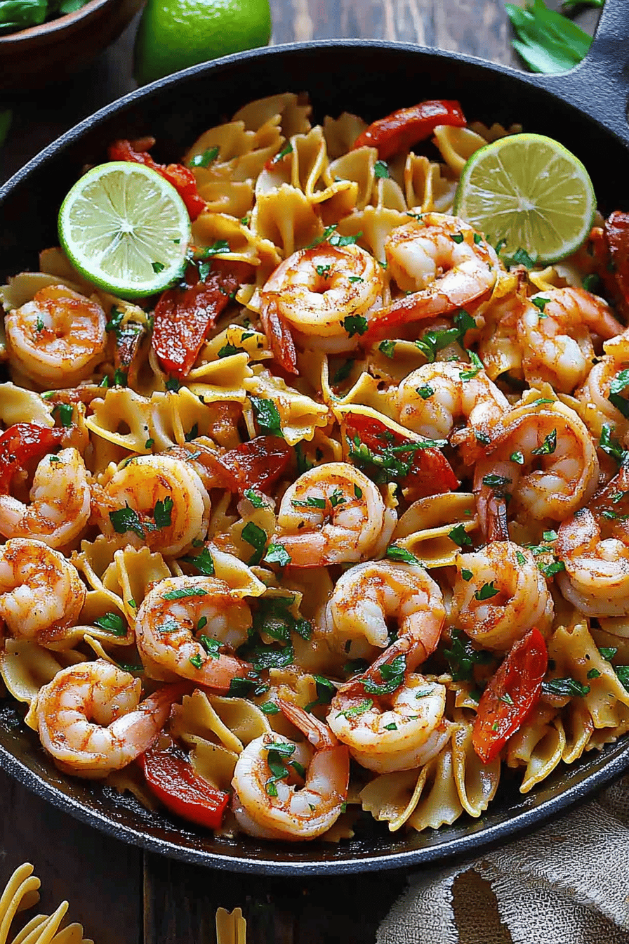 Shrimp pasta slice on plate showing perfect texture and swirl pattern