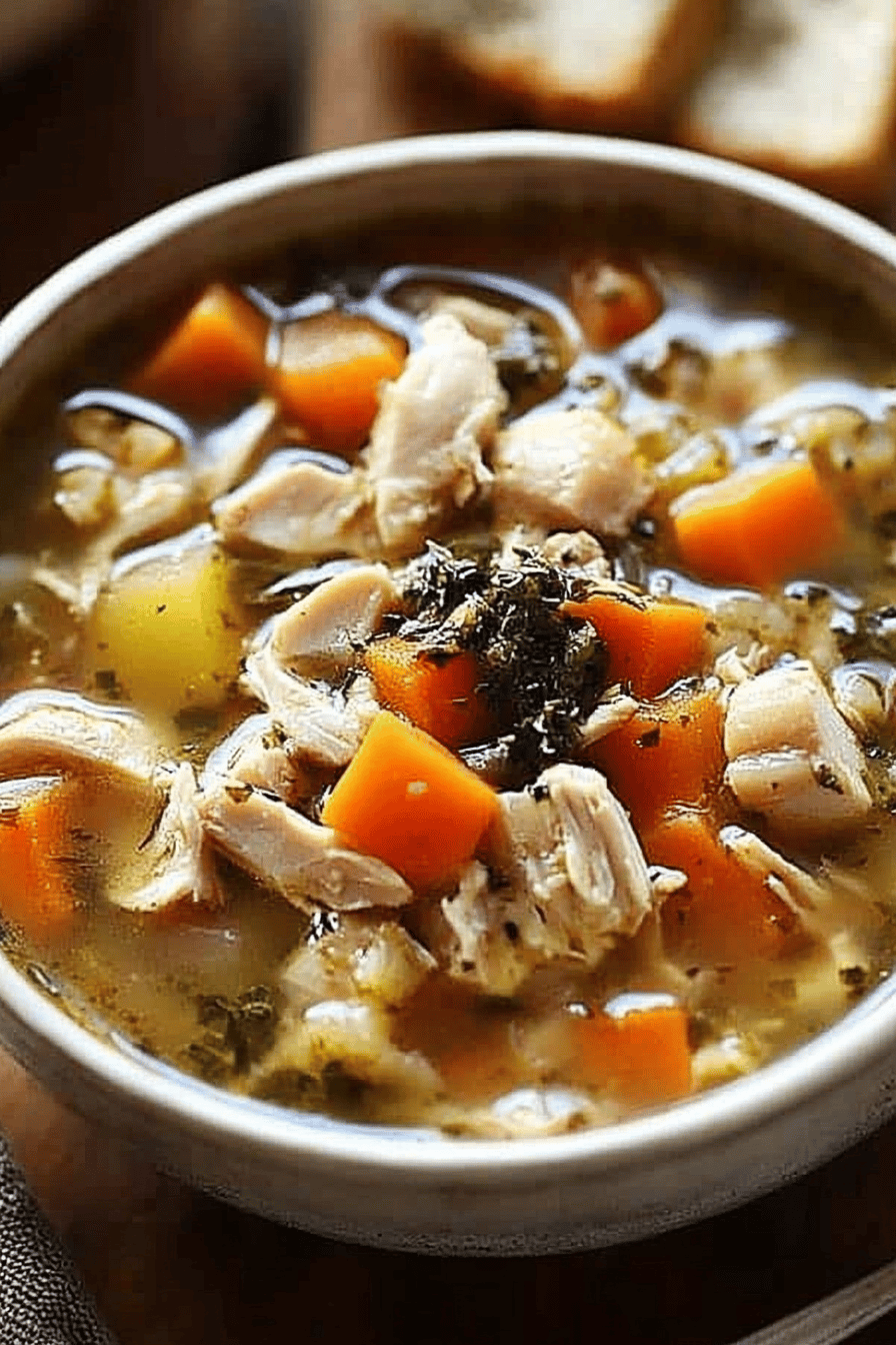 Tuscan Turkey Soup slice on plate showing perfect texture and swirl pattern