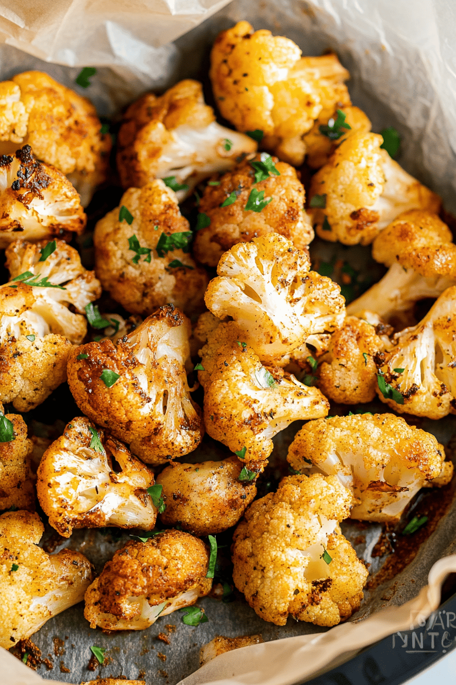 air fryer cauliflower ingredients organized and measured on kitchen counter