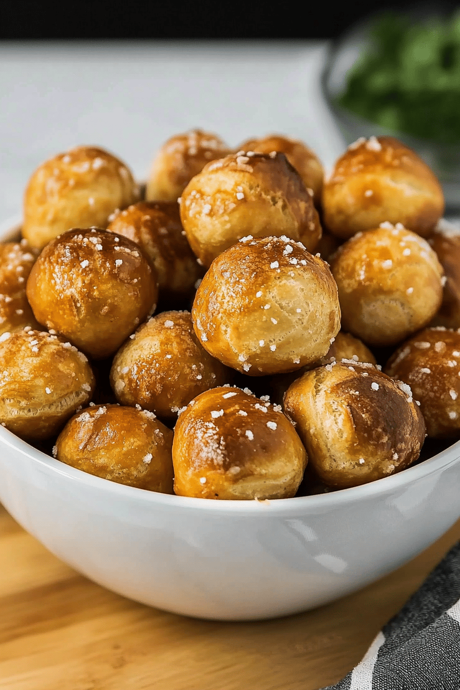 air fryer pretzel bites ingredients organized and measured on kitchen counter