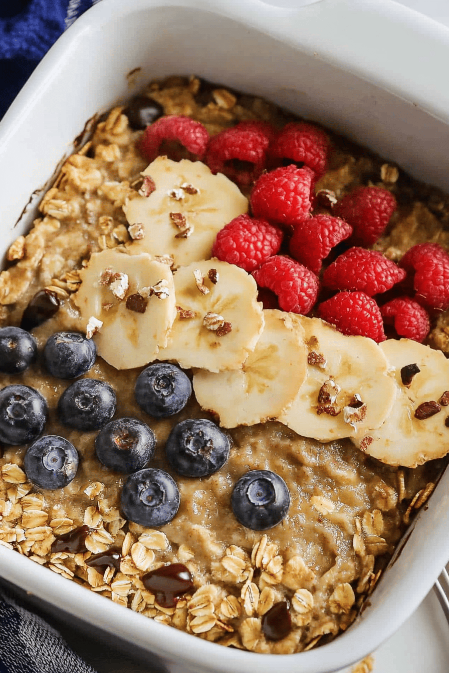 baked oatmeal recipe slice on plate showing perfect texture and swirl pattern