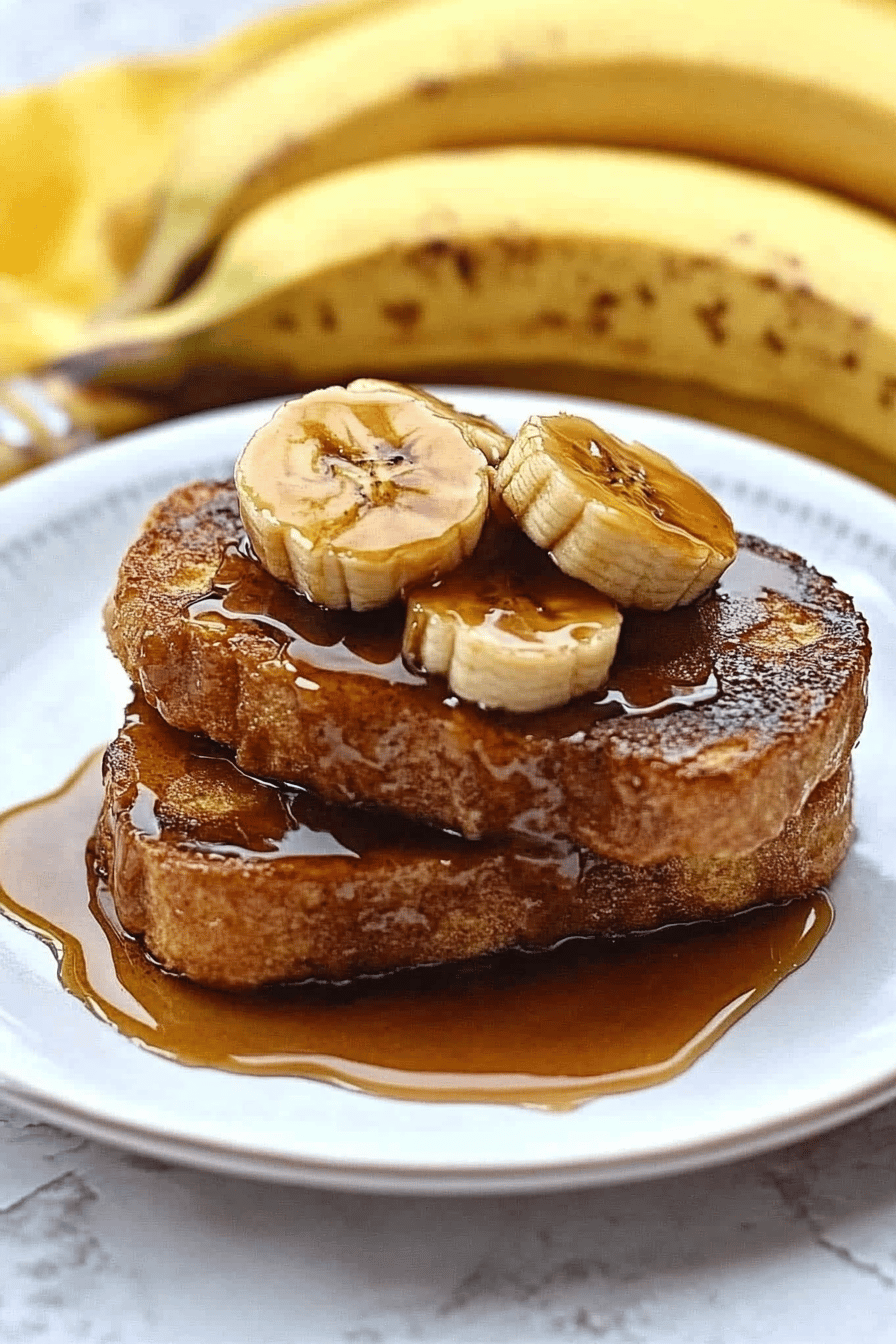bananas foster french toast ingredients organized and measured on kitchen counter