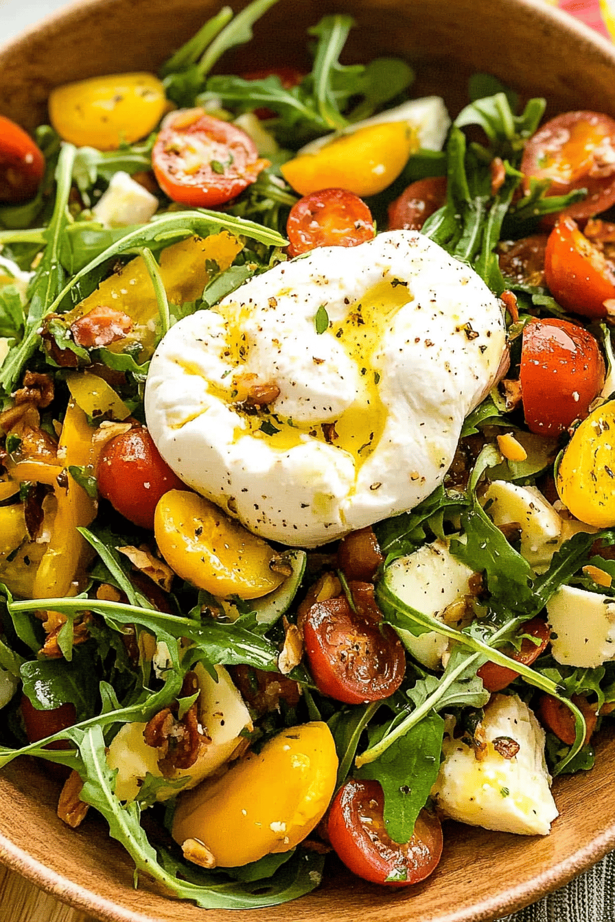 burrata salad ingredients organized and measured on kitchen counter