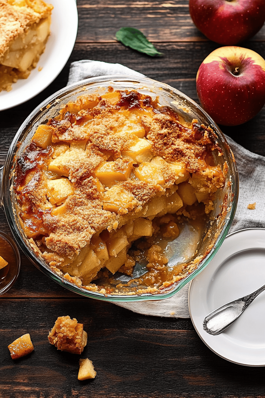caramel apple dump cake slice on plate showing perfect texture and swirl pattern