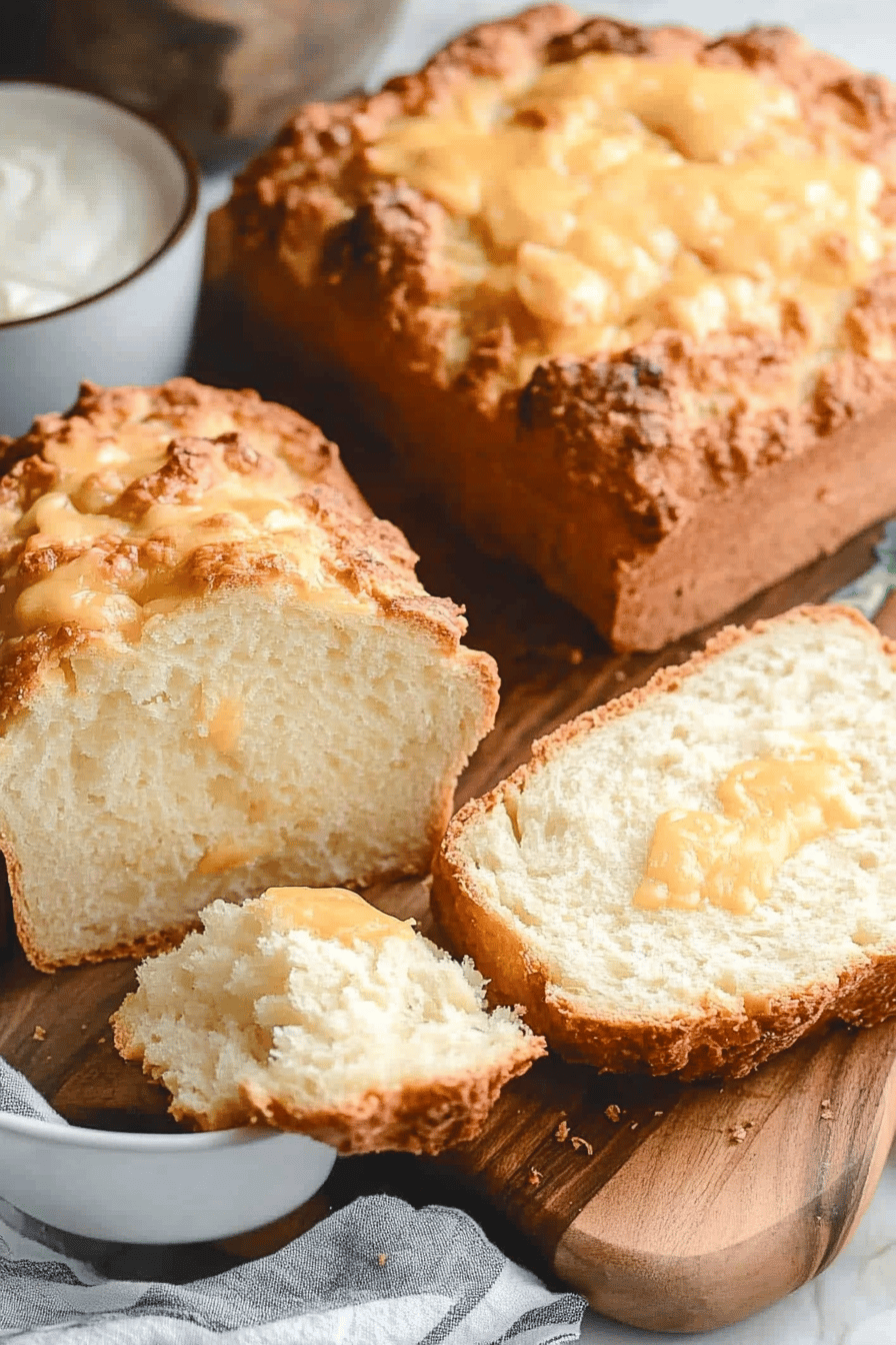 cheesy bread recipe ingredients organized and measured on kitchen counter