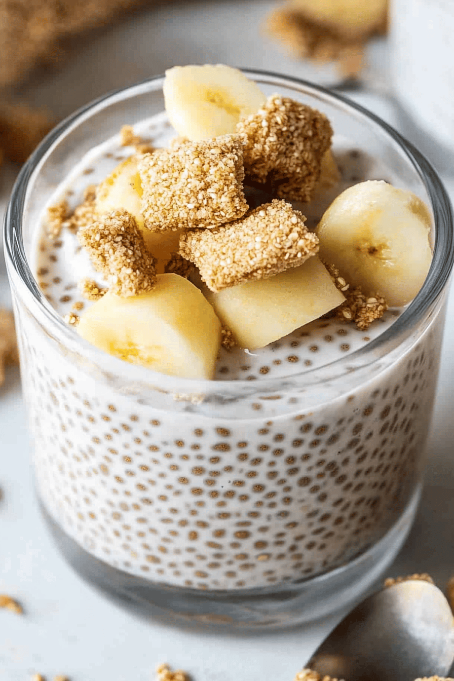 chia seed pudding slice on plate showing perfect texture and swirl pattern