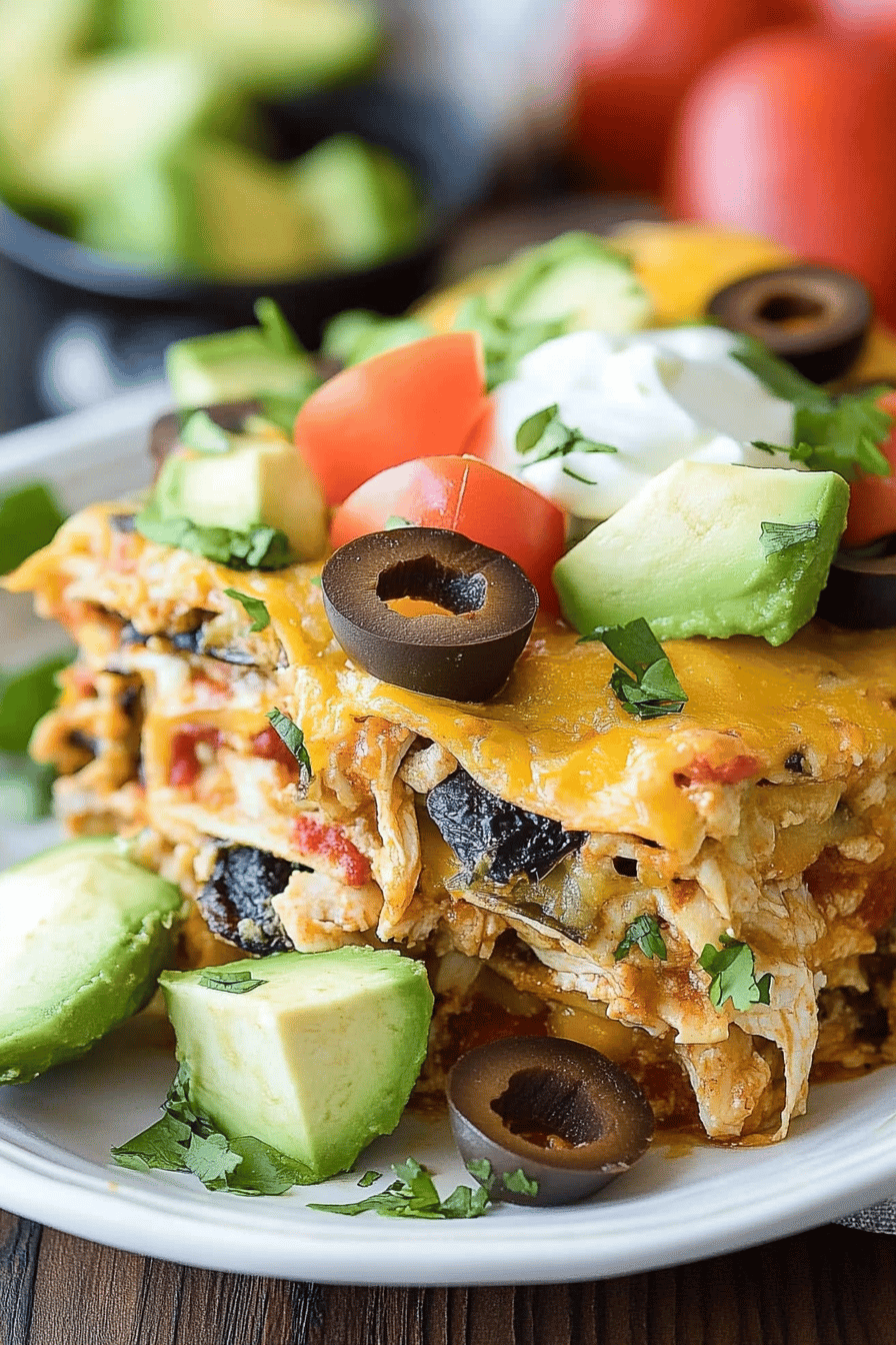chicken enchilada casserole ingredients organized and measured on kitchen counter