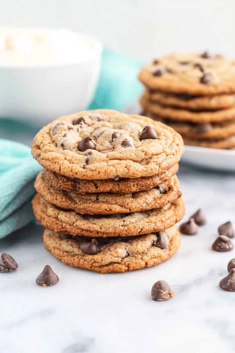 chocolate chip cookies slice on plate showing perfect texture and swirl pattern
