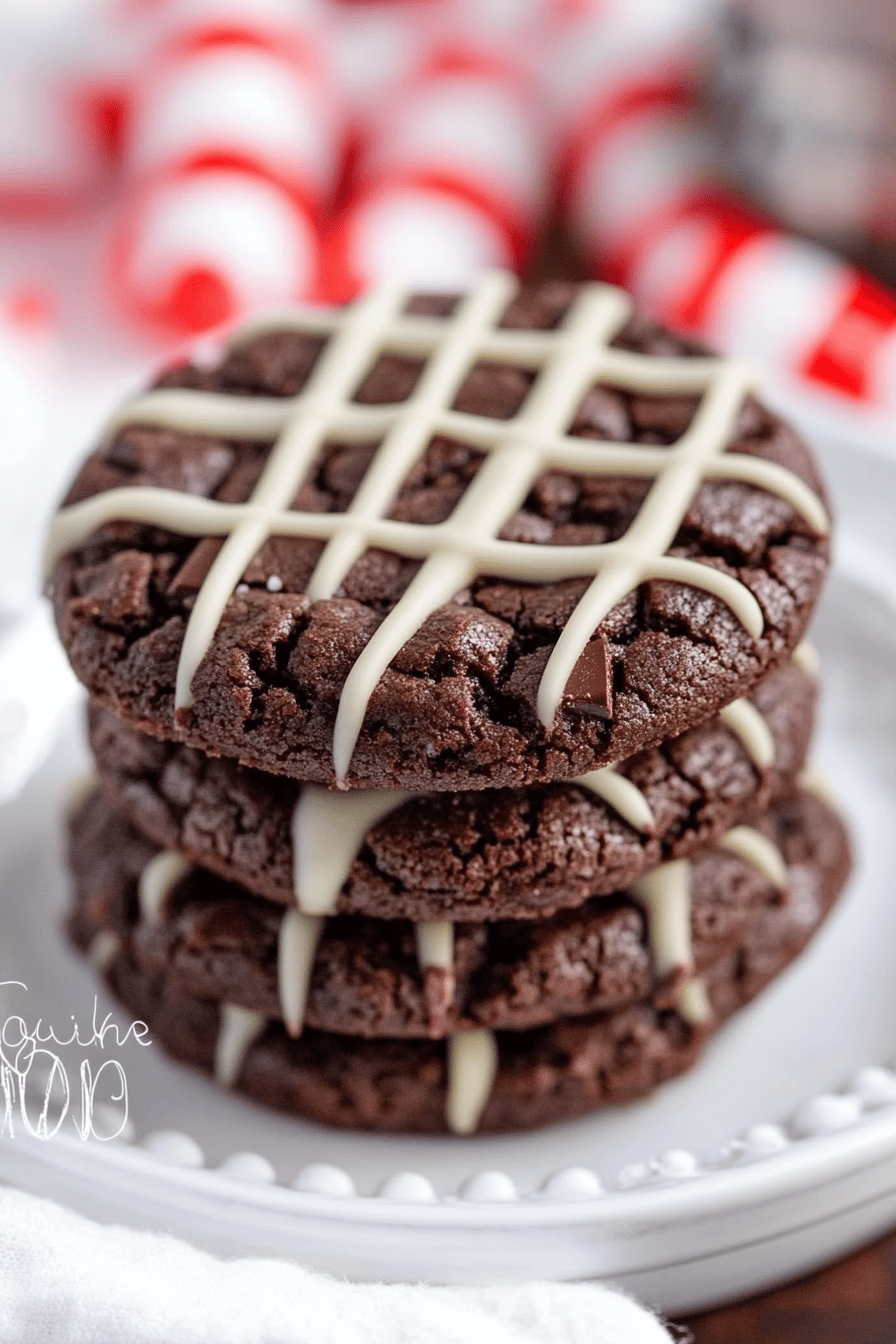 chocolate mint cookies slice on plate showing perfect texture and swirl pattern