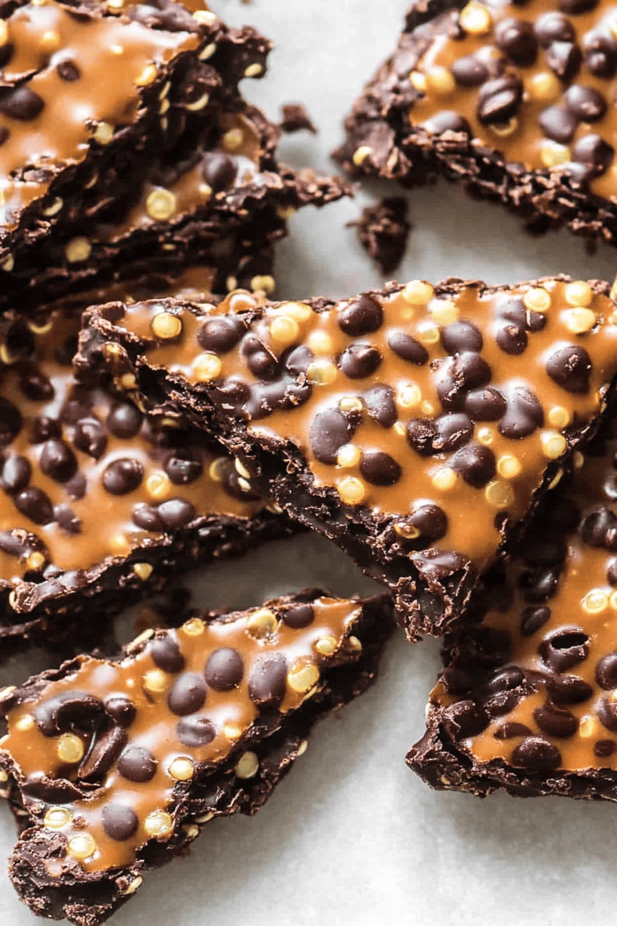 chocolate quinoa crisps slice on plate showing perfect texture and swirl pattern