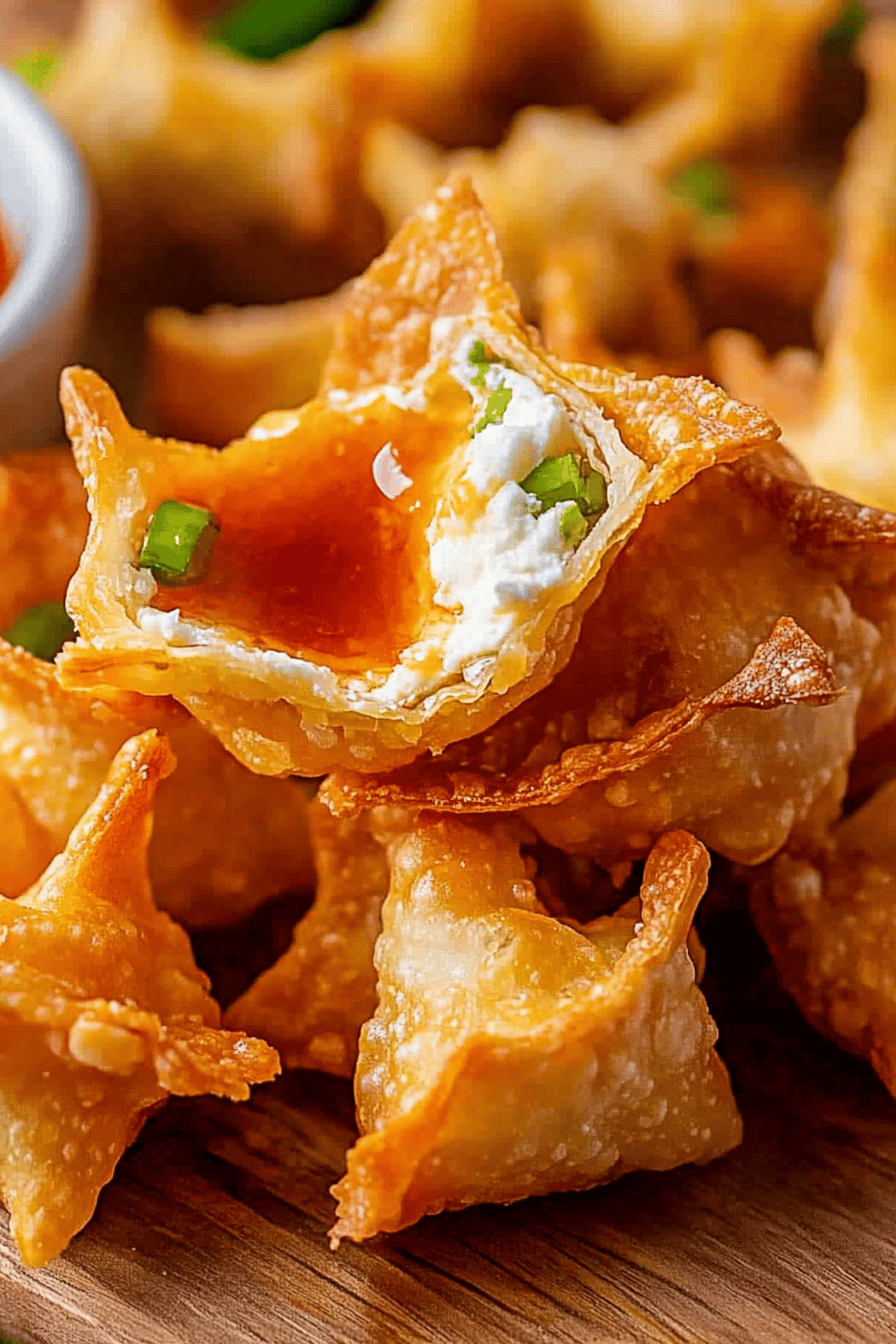 cream cheese wontons slice on plate showing perfect texture and swirl pattern