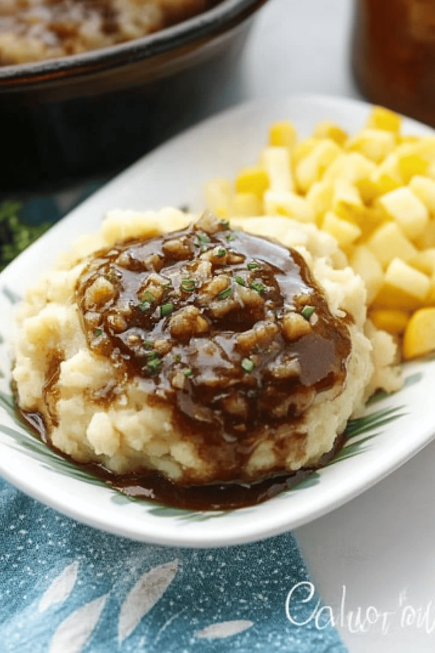 crockpot mashed potatoes slice on plate showing perfect texture and swirl pattern