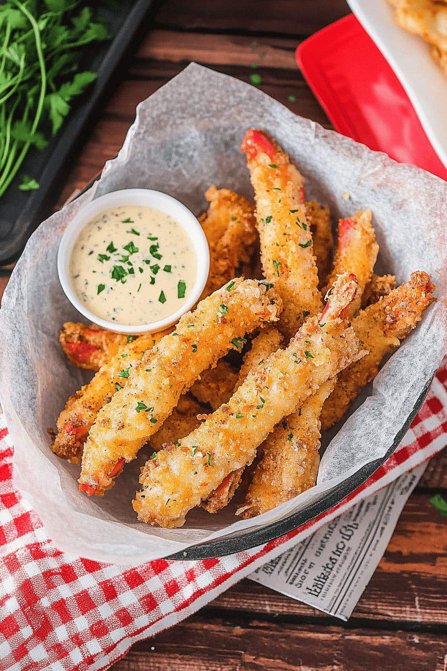 fried crab legs slice on plate showing perfect texture and swirl pattern