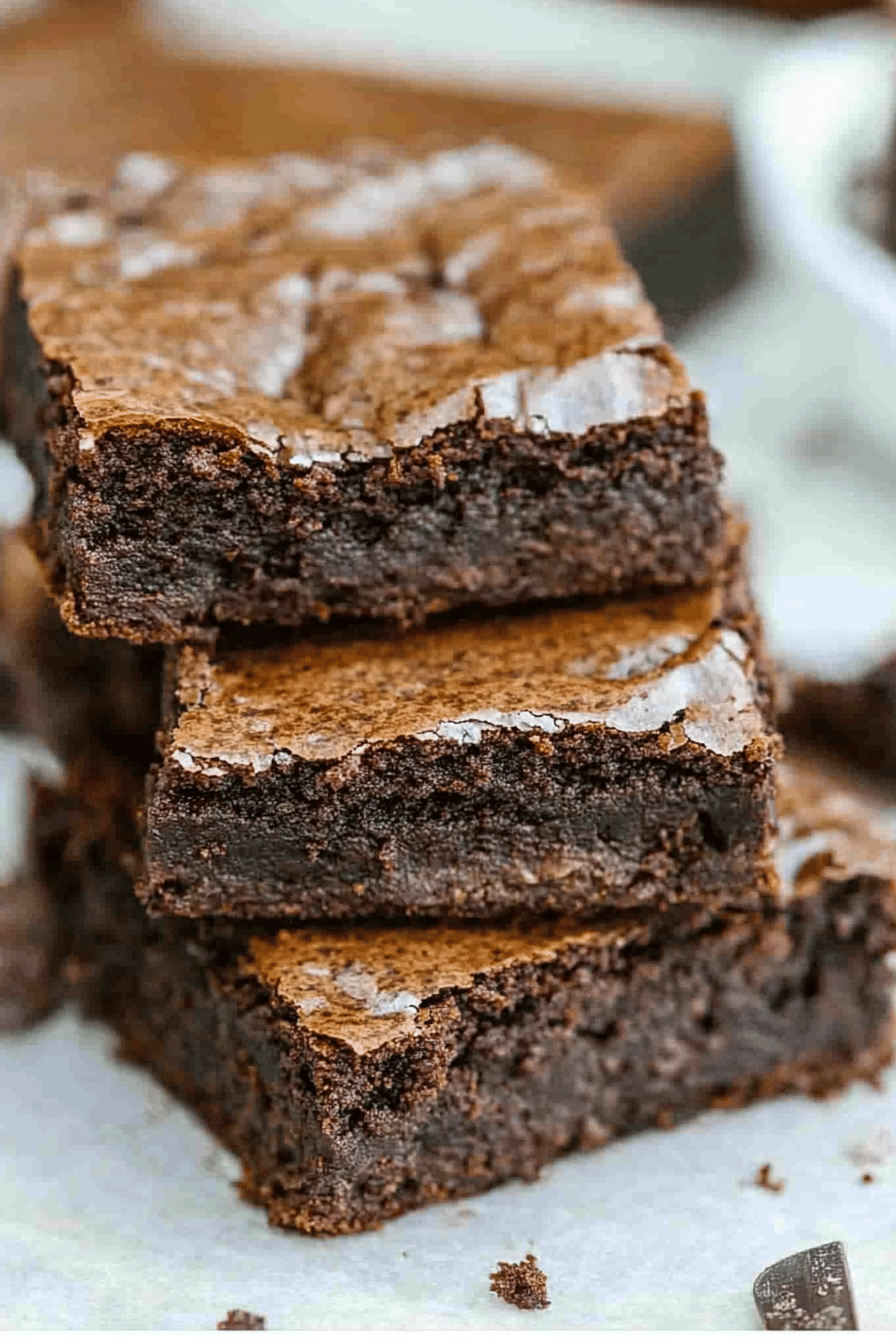 homemade brownies slice on plate showing perfect texture and swirl pattern